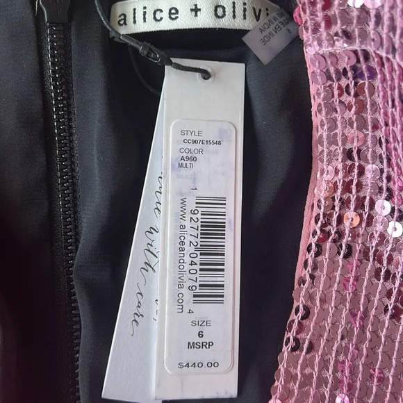 Alice +‎ Olivia Blaze Multicolor Sequinned Blouson Sleeve Mini Dress size 6 - Picture 4 of 6